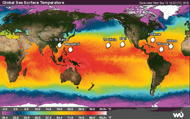 Active tropical storms as of 12 September